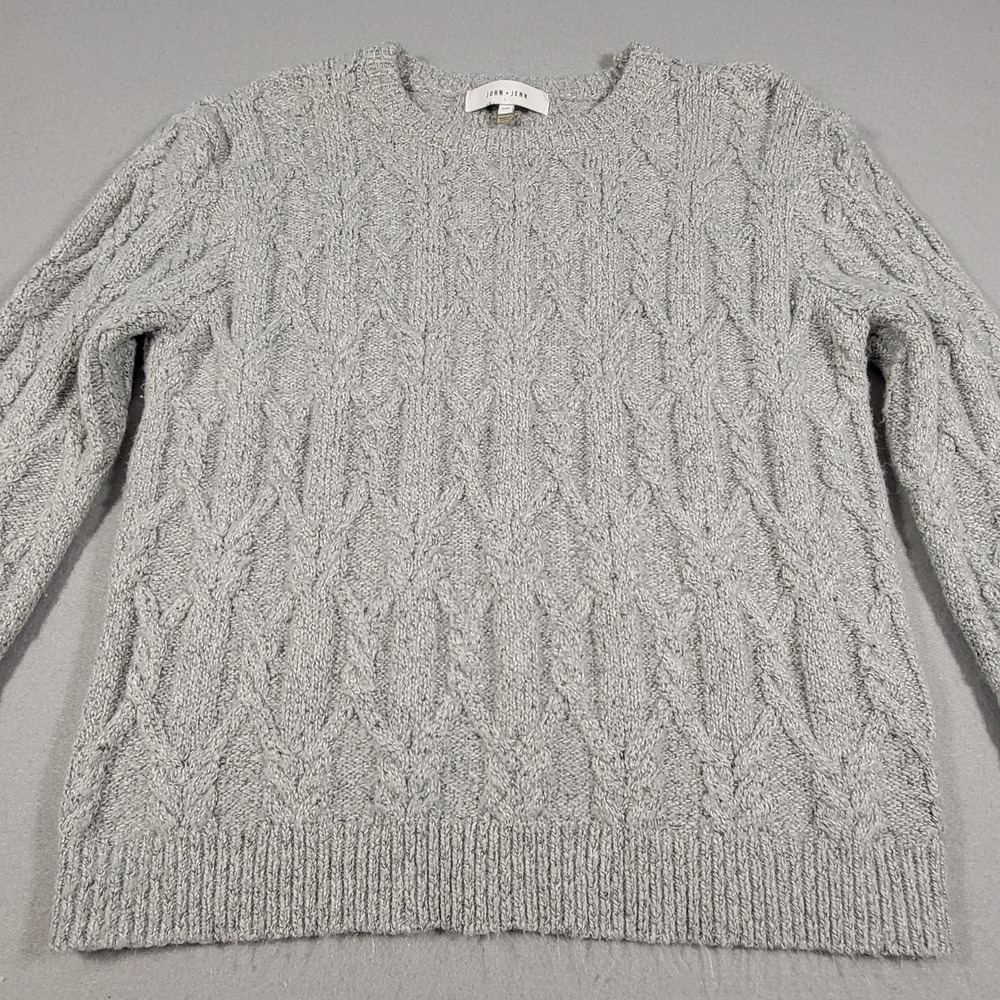 Anthropologie John + Jenn Cable Knit Sweater Women's Size Small Petite Gray - Picture 1 of 10
